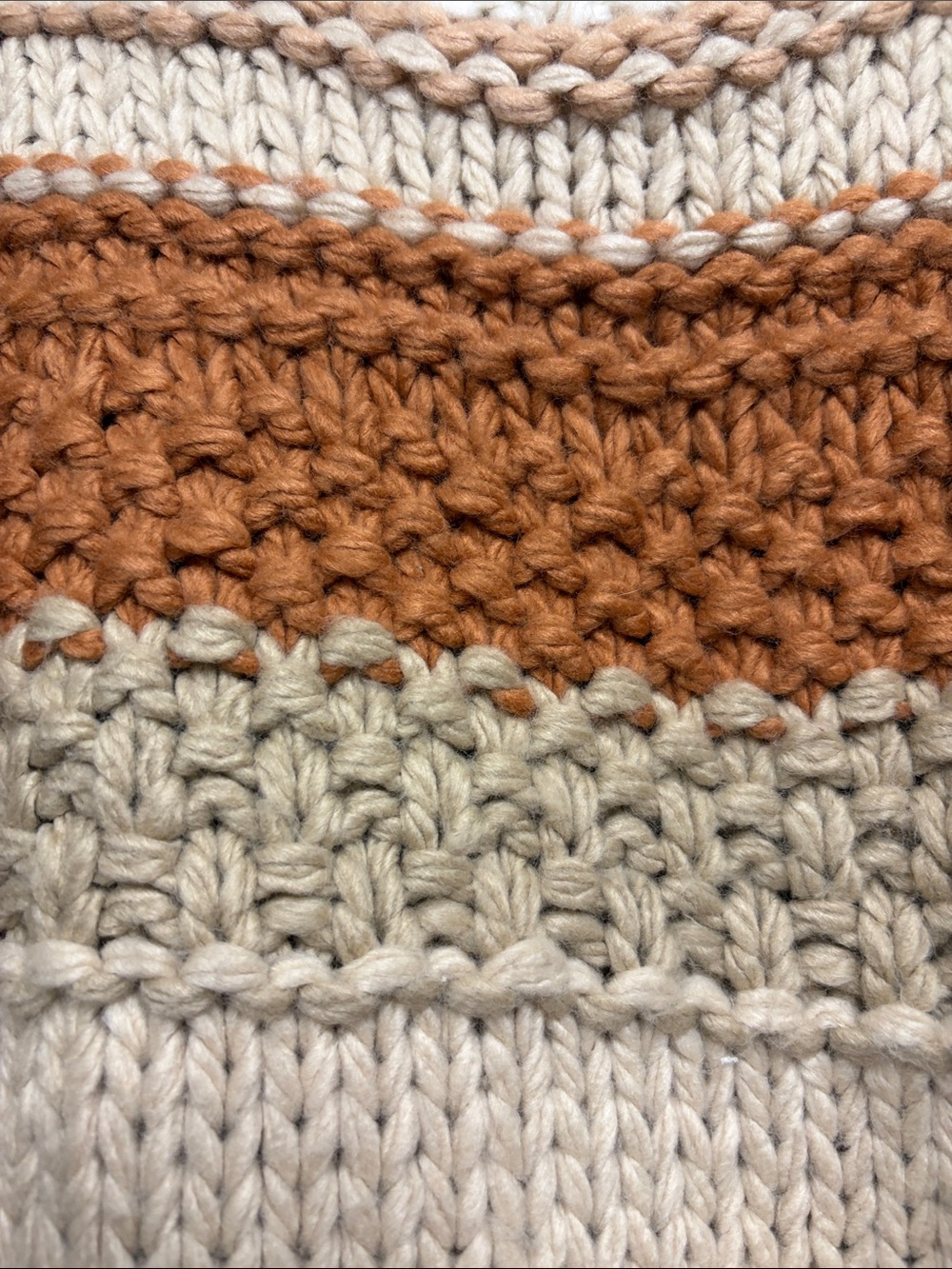 Sadie & Sage Striped Chunky Knit Sweater - Neutral Rust and Cream - Picture 3 of 4